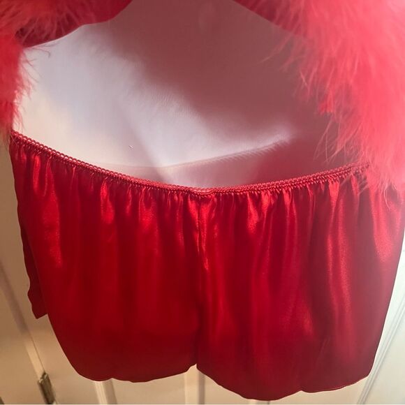 In Bloom Jonquil Nayeli Marabou Feather Trim Satin Camisole Shorts Pajamas M NWT - Picture 10 of 12